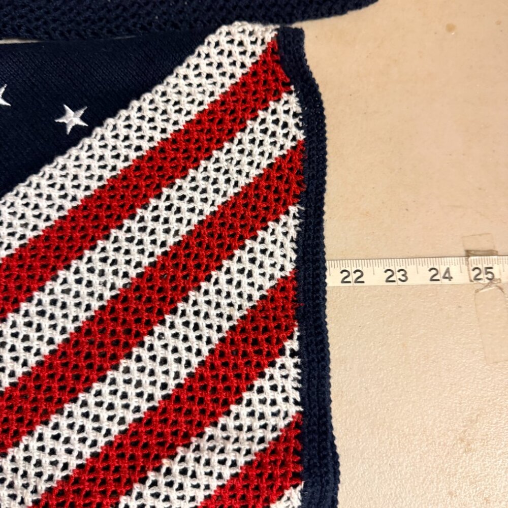 Norton Petites American Flag Open Knit Sweater PL Patriotic USA Semi Sheer - Picture 10 of 10